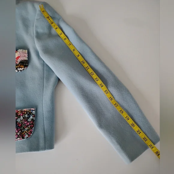 Harvé Benard Wool Cashmere Upcycled Liberty Art Fabric Patchwork Jacket Size 12P - Picture 14 of 15